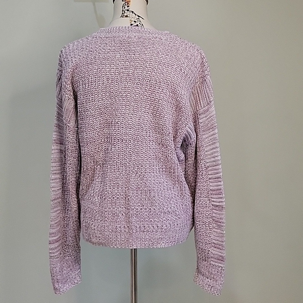 EDDIE BAUER purple & white knit sweater. Size is Large. - Picture 3 of 6